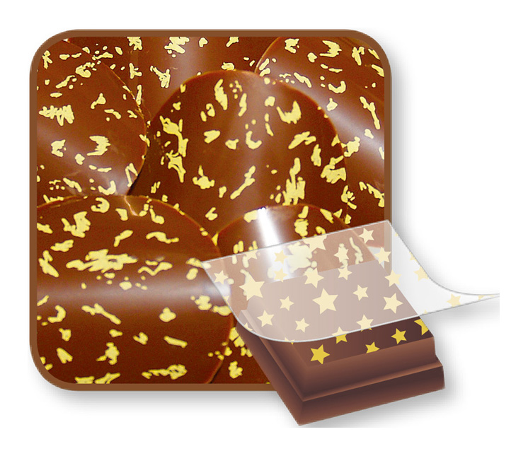 Schoko-Transferfolie "Cornflakes gold"