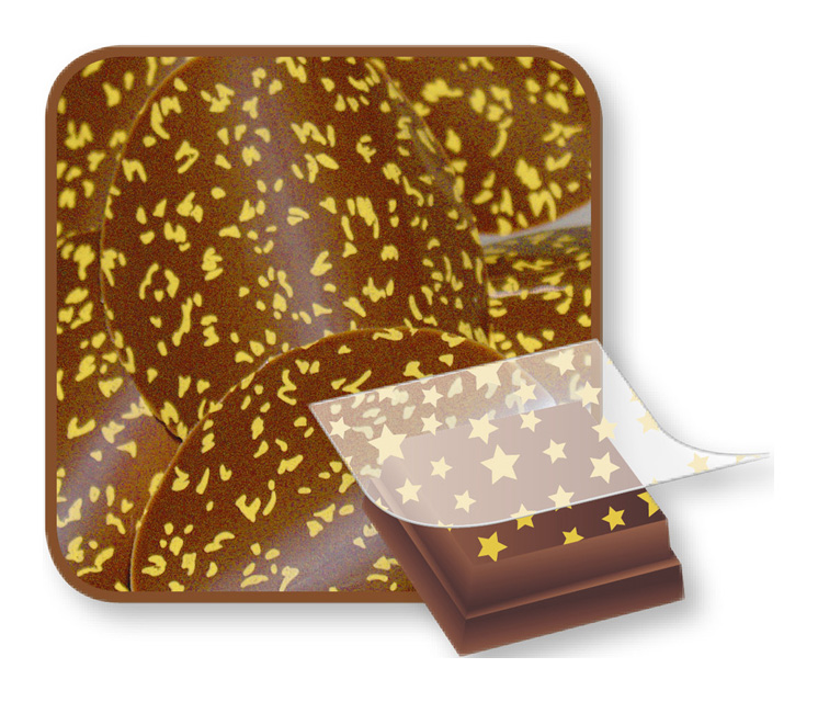 Schoko-Transferfolie "Miniflakes gold"